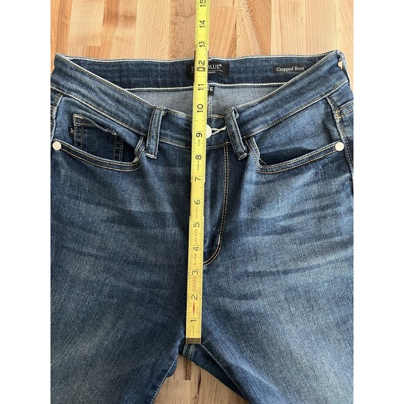Judy Blue Cropped Boot Jeans Stretch Raw Step Hem Distressed Medium Wash 3/26 - Picture 8 of 9